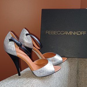 Rebecca Minkoff Ellie Silver Crushed Metal - Silver Sz 8.5